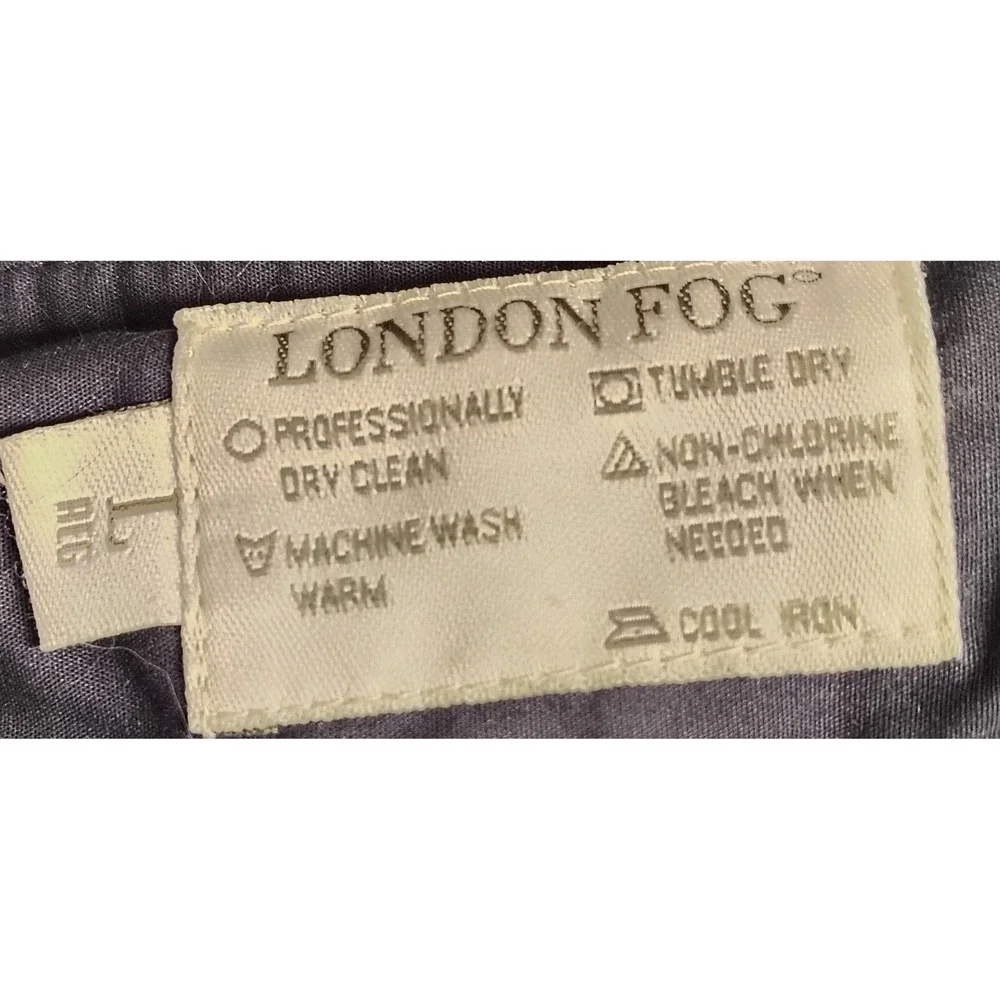 Vintage London Fog Mens Beige Bomber Jacket Large Removable Liner Concealed Hood